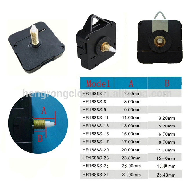 Hr1688 17mm Plastic Hanger Step Clock Movement with Metal Clock Hand