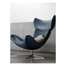 Nordic Fiberglass Designer Living Room Lounge Chair and Ottoman Set