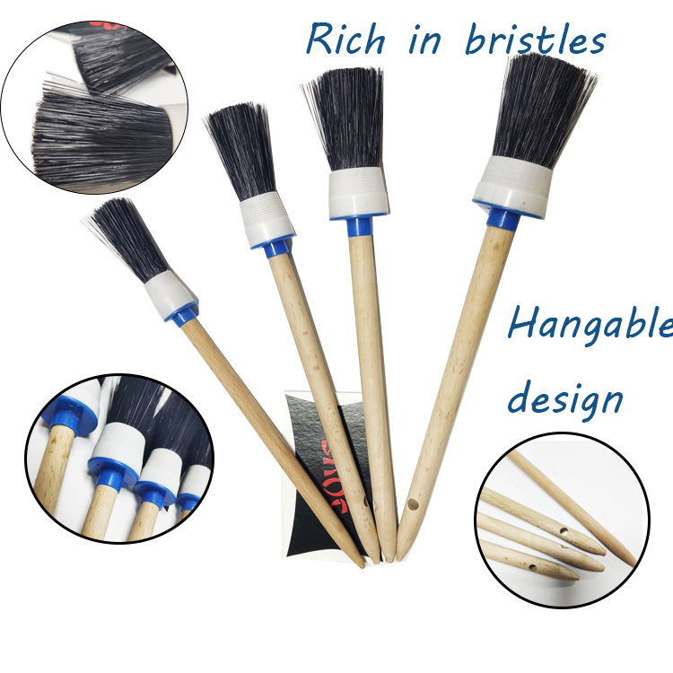 Durable using natural bristle auto detailing brush set