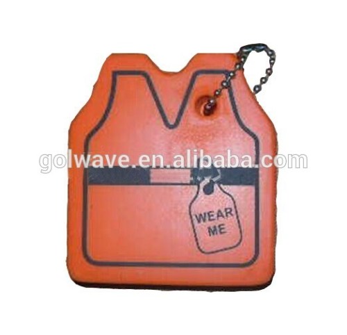 Eco friendly Life jacket PU floating keychain,boat floater keyring,foam floating keychain