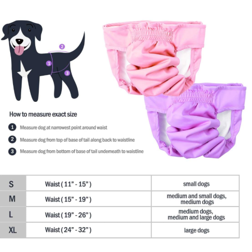 Pantaloni per diapers per cani da 2 pacchi