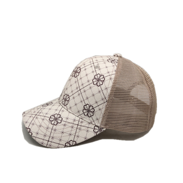 customized logo leather baseball cap mesh fabric