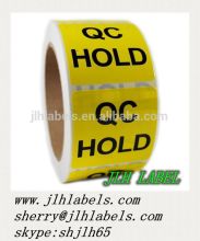Glossy Yellow "QC HOLD" "QC REWORK REPAIR" Sticker Label,2"x2" ,500 labels/roll