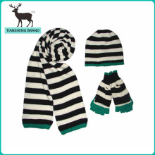 Wholesale cotton fashion knitted winter hat scarf set