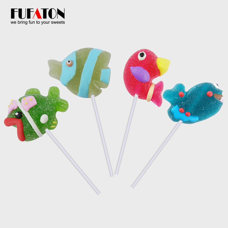 Fish shaped jelly pop candy lollipop