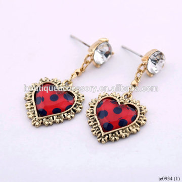 Heart Shape Glass Crystal Dangle Earrings