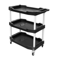 Chariot utilitaire roulant mobile à 3 niveaux SGCB avec roues, chariot de service industriel robuste, capacité maximale de 265 lb Chariot de rangement ergonomique pour baignoire avec roulettes pivotantes verrouillables pour garage, entrepôt, nettoyage