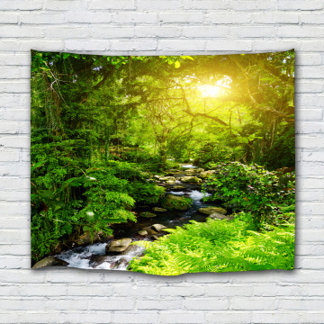 Forest Tapestry Wall Hanging Trees Green Creek River Nature Sunlight Wall Tapestry for Livingroom Bedroom Dorm Home Decor