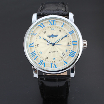 mininalist winner watch with date design leather band