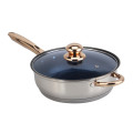 Stainless Steel Frying Pan with Blue Glass Lid