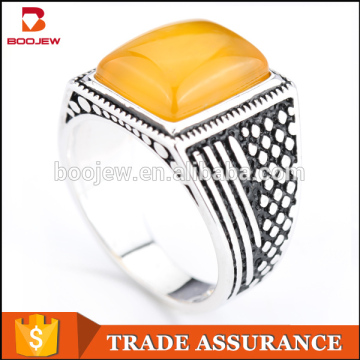 New design 925 sterling original silver jewelry yellow stone square ring