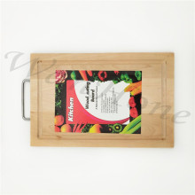 Wooden Cutting Board With  Stainless Steel Handle