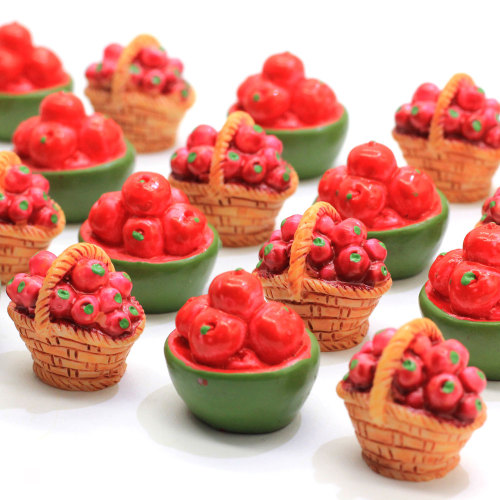 Kawaii Mini Fruit Basket Shaped Resin Cabochon For Handmade Craftwork Beads Charms Kitchen Fridge Ornaments Beads Spacer