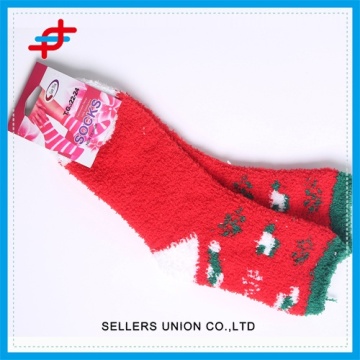 Custom Soft Warm Microfiber Polyester Christmas Indoor Socks