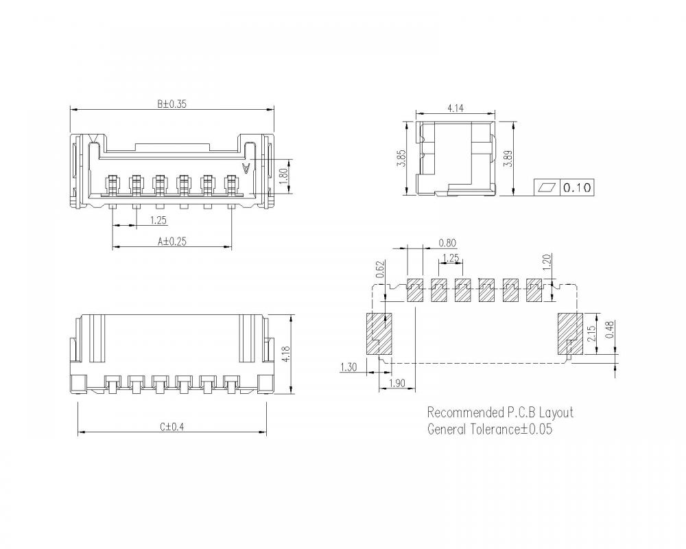 1.25mm Pitch 90 ° Gofer AW1259RM-XP SMT TİPİ