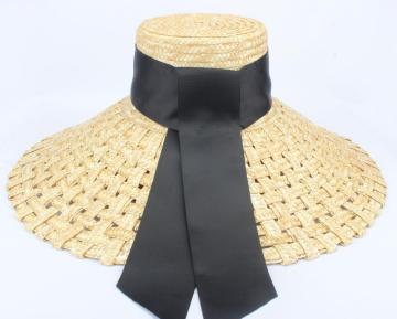 Fashional wheat straw hats with black silk band