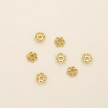 Gold Plated Alloy Geometry Hollow Bead Caps 6mm (Not Rust, Not Allergic)