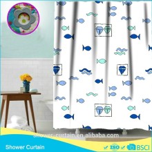 HOOKLESS POLYESTER WATERPROOF FISHES CHEAPER SHOWER CURTAINS