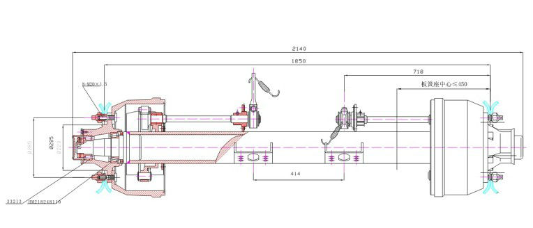 Semi-Trailer Axle English Type 8 Holes 12T Axle