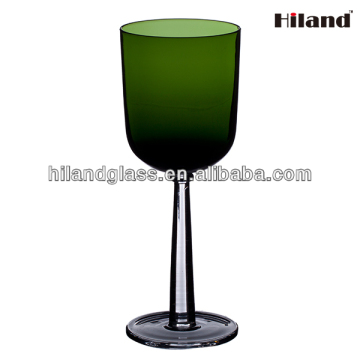 Green colored hand blown wine glass