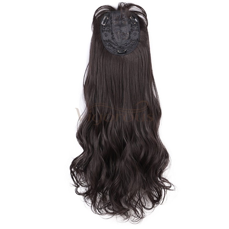 Vigorous Long Wavy Synthetic Middle Part Clip in Hair Topper New Style Hairpiece with Air Bangs for Black Women Hair Extension