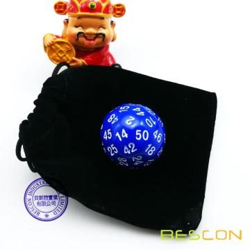 Bescon Multi-sides Dice Polyhedral Dice 50-sided Gaming Dice, D50 dice, D50 dice, 50 Sides Die, 50 Sided Cube of Blue Color