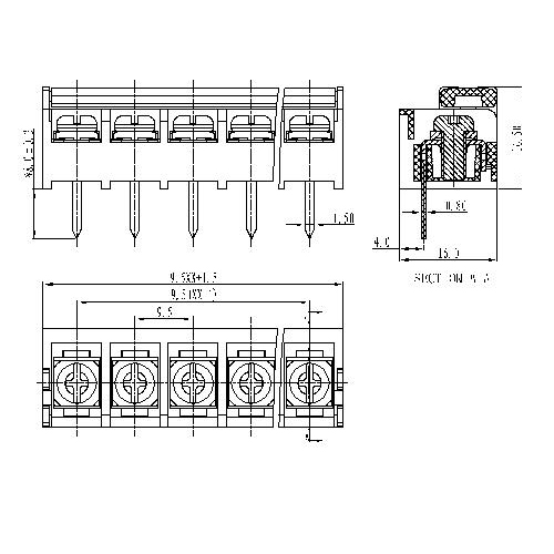 AT846-9.5XXX-GX Barrier Terminal Block Pitch9.5mm