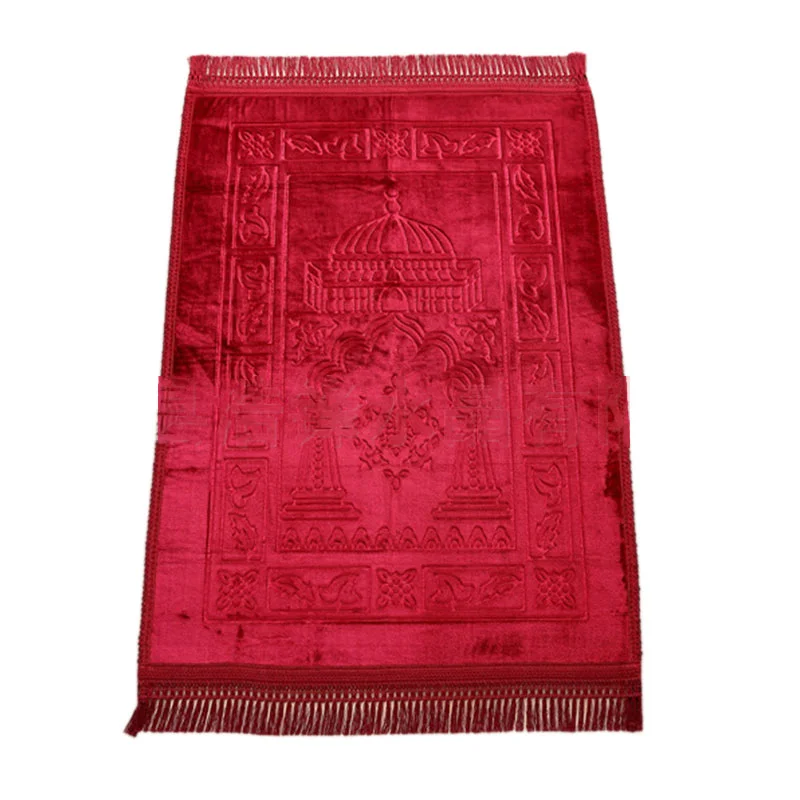 Wholesale Embossed Compound Islam Prayer Mat Rug High Grade Flannel Prayer Muslim Mat