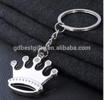 Custom logo crown shaped keychain with rhinestone