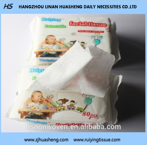 100% cotton non-fluoscrent disposable unbleached baby facial tissue Fe143