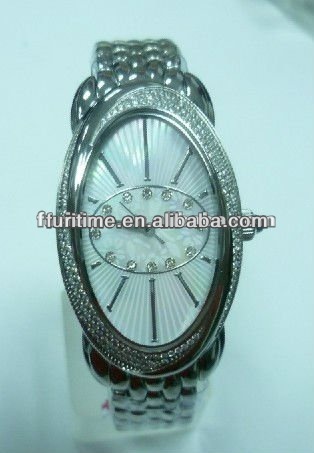 fashion MOP dial watch quartz stainless steel watch black