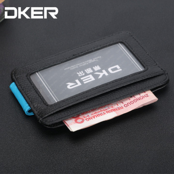 Genuine Leather DKER Brand Money Clip for Men Wallets Genuine Leather Money Clips Black & Blue Leather Money Clips for Male