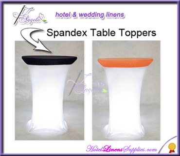 black spandex cocktail table toppers, round lycra cocktail table toppers, fitted stretch cocktail table toppers