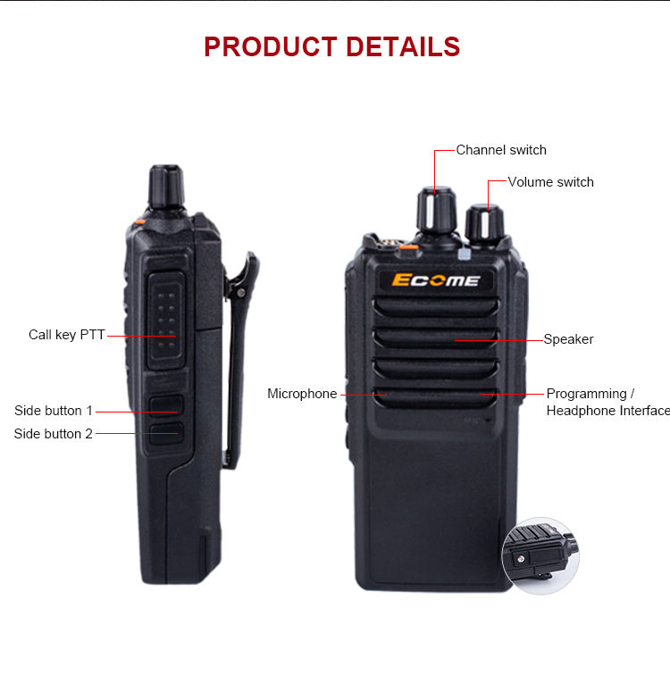 Ecome 25W Portable 10km Range VHF Outdoor Radio Long Range Wakie Talkie