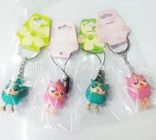 2015 popular owl pvc keyring , custom soft pvc cartoon rubber keyring