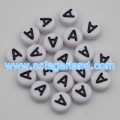 4x7MM acrylique blanc unique lettre / alphabet perles AZ acrylique pièce ronde entretoise perles