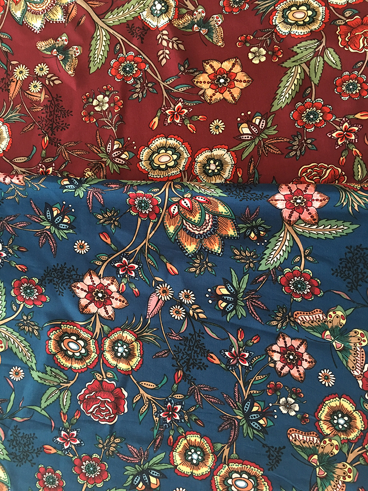 Ethnic Flower Rayon Poplin 45S Light Printing Fabric