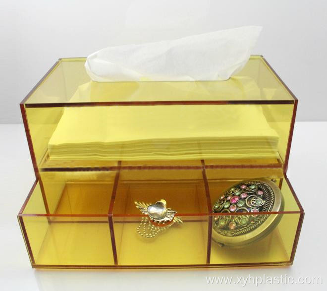 Yellow acrylic tissue box napkin box lucite