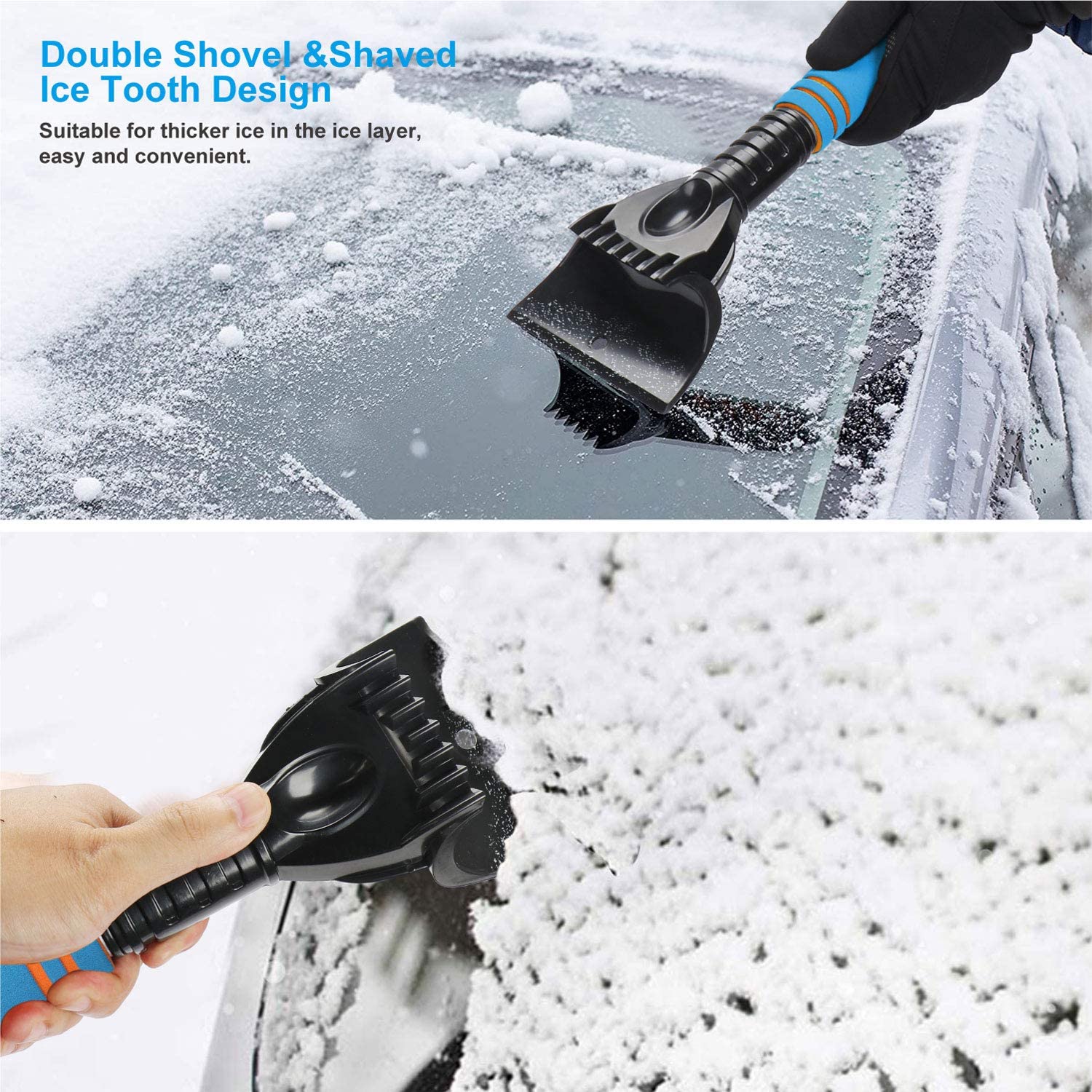 Car Snow Brush with Ice Scraper and Foam Grip Detachable Snow Mover Snow Brush Removal Extendable for Car Auto SUV Truck