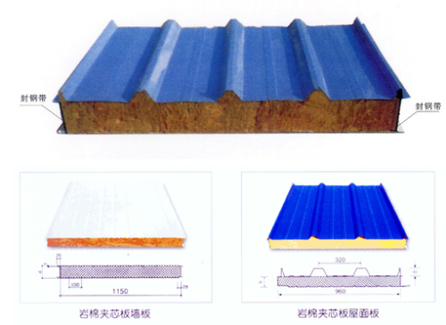 Rock Wool Sandwich Roofing Panel Building Material Fireproof