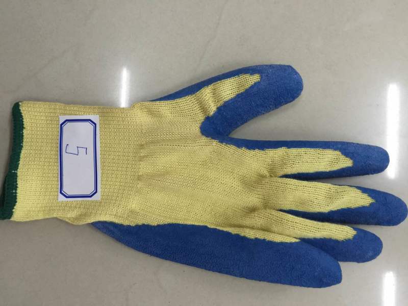 Blue Latex Palm Coated Wrinkle Domestic Para Aramid Gloves