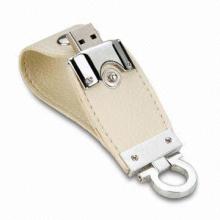USB Flash Drive with Leather Material, 2.0 Interface Free Logo and Samples, Up to 32GB Capacity