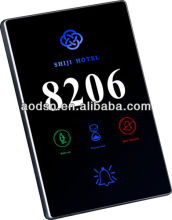 Touch screen hotel electronic doorplate with room number/hotel door bell switch