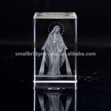 3d laser engrave christian crystal block for souvenir gift