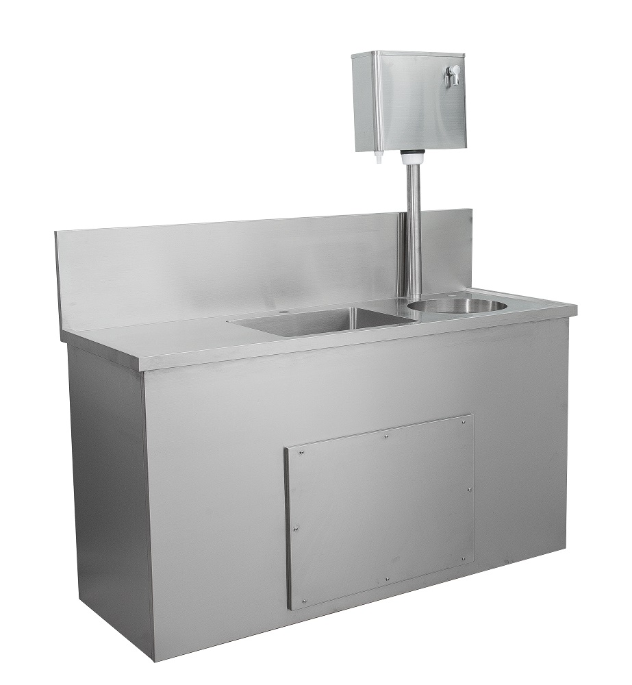 Stainless steel sluice sink with cistern