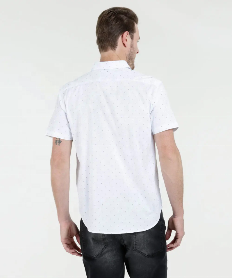 100% coton impression chemise décontractée pour hommes respectueux de l&#39;environnement