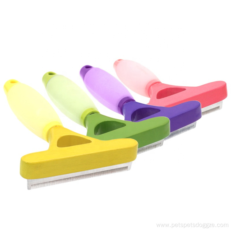 Silicone Handle Pet Deshedding Tool Dog Hair Remover