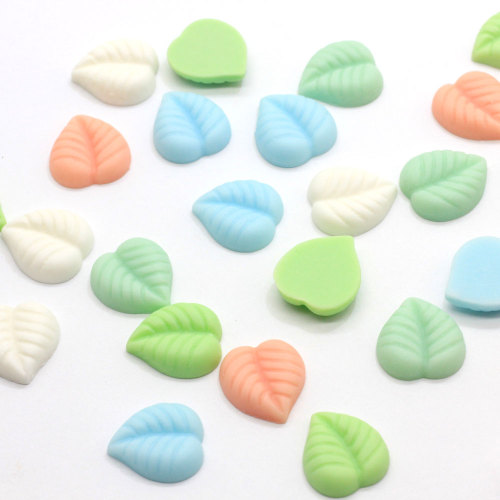 Factory New Arrive 100Pcs Pastel Colour 14 * 15mm Kawaii Resin Leaf Flat Back Cabochons DIY Διακοσμητικά Craft Scrapbooking