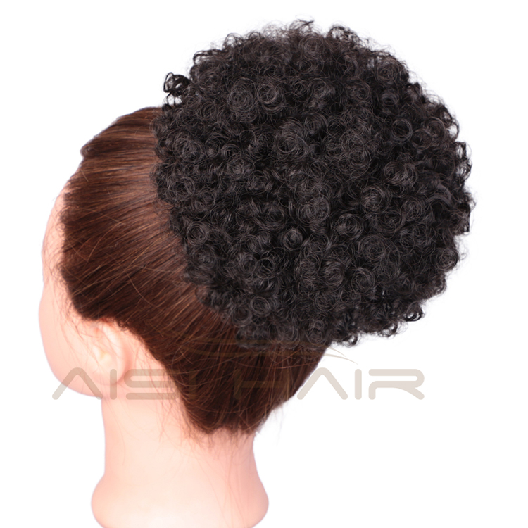 Aisi Hair Short Kinky Fluffy Synthetic Hair Bun Black Ponytail Afro Short Puff Curly Chignon Hair Extension For Black Women