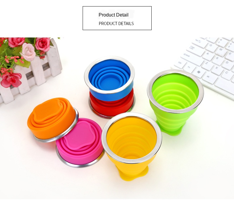 Foldable Silicone Drinking Cup Travel Silicone Folding Collapsible Cup for Travel Outdoor Camping